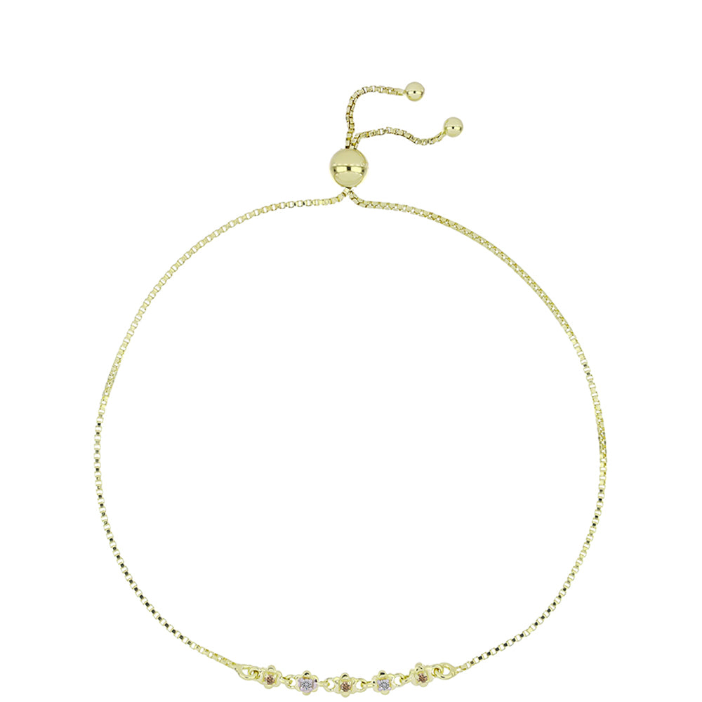 Goldplattiertes Silberarmband mit Champagner-Diamant und weißem Diamant