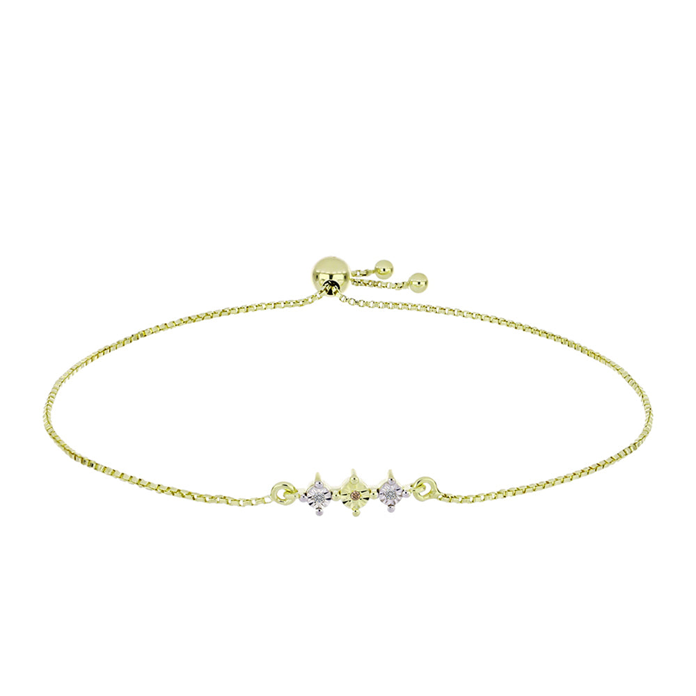 Goldplattiertes Silberarmband mit Champagner-Diamant und weißem Diamant
