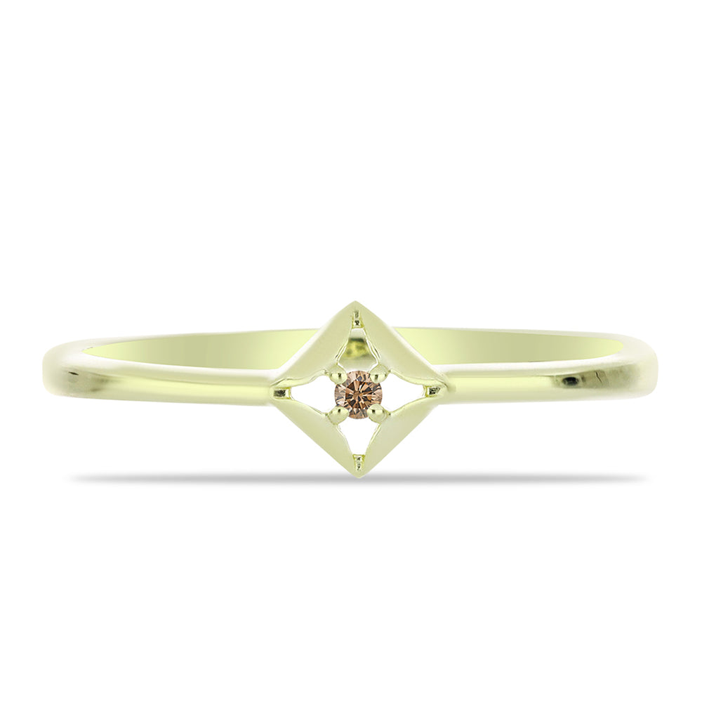 Goldplattierter Silberring mit Champagner-Diamant 1 