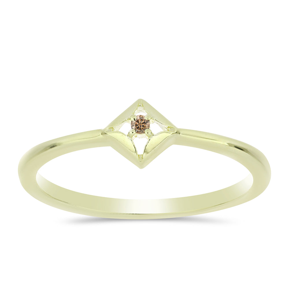 Goldplattierter Silberring mit Champagner-Diamant 3 