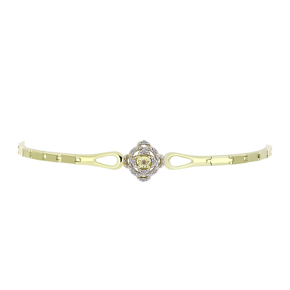 Goldplattiertes Silberarmband mit Champagner-Diamant und weißem Diamant 2 