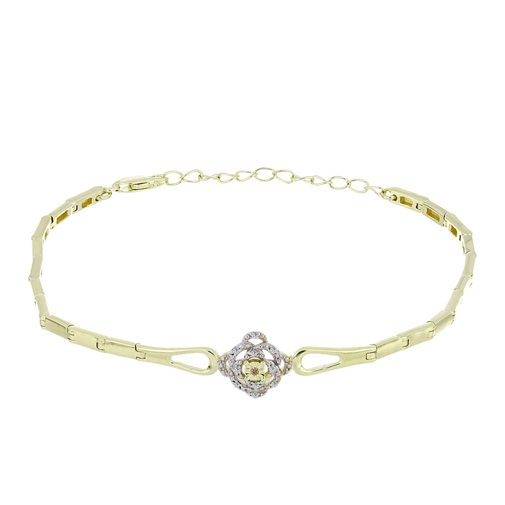 Goldplattiertes Silberarmband mit Champagner-Diamant und weißem Diamant 1 
