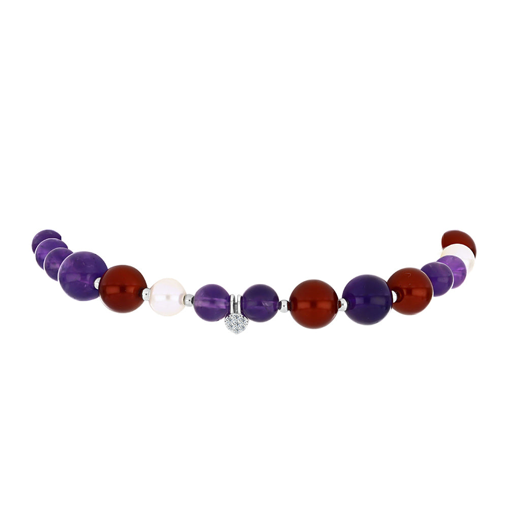 Silberarmband mit marokkanischem Amethyst und weißer Süßwasserperle 2 