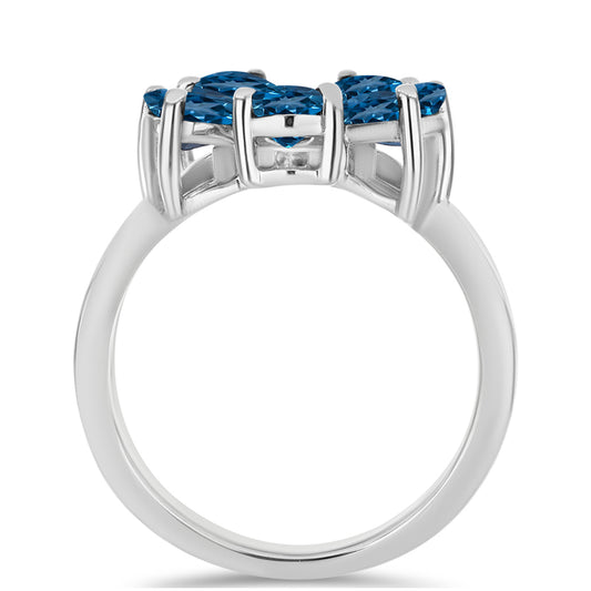 Silberring mit londonblauem Topas und weißem Topas