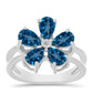Silberring mit londonblauem Topas und weißem Topas
