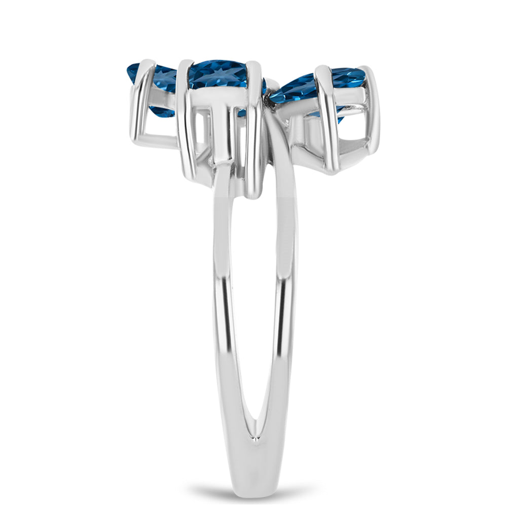 Silberring mit londonblauem Topas und weißem Topas 4 