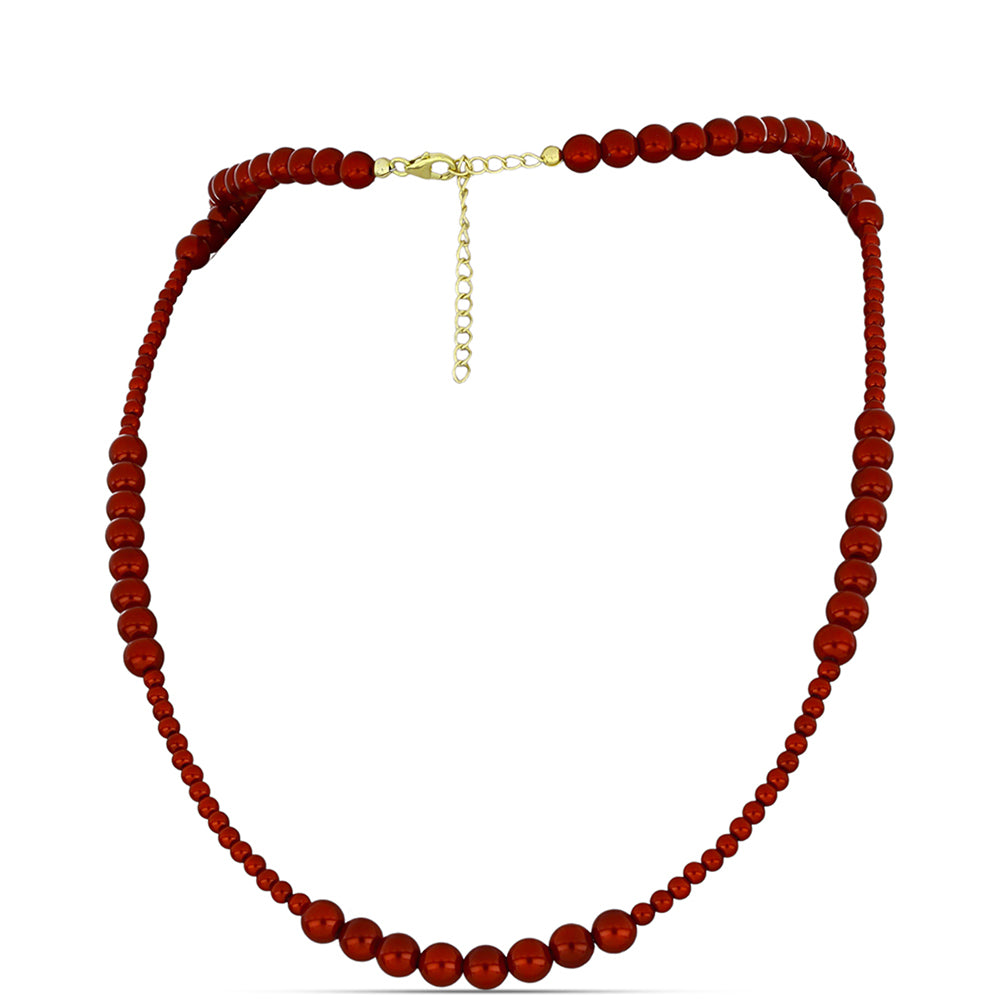 Goldplattierte Silberhalskette mit roter Süßwasserperle 1 