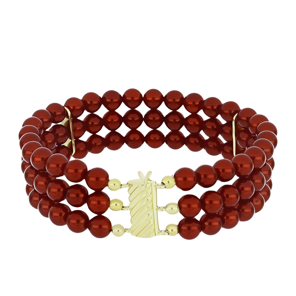 Goldplattiertes Silberarmband mit roter Süßwasserperle 1 