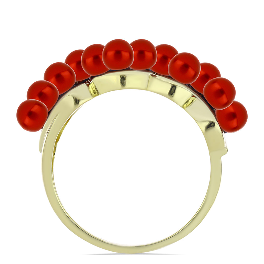 Goldplattierter Silberring mit roter Süßwasserperle 2 