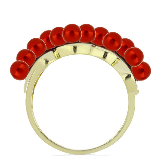 Goldplattierter Silberring mit roter Süßwasserperle