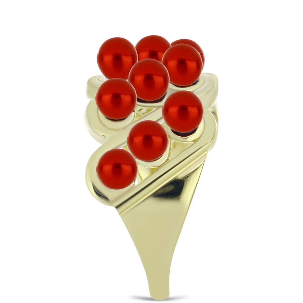 Goldplattierter Silberring mit roter Süßwasserperle 4 