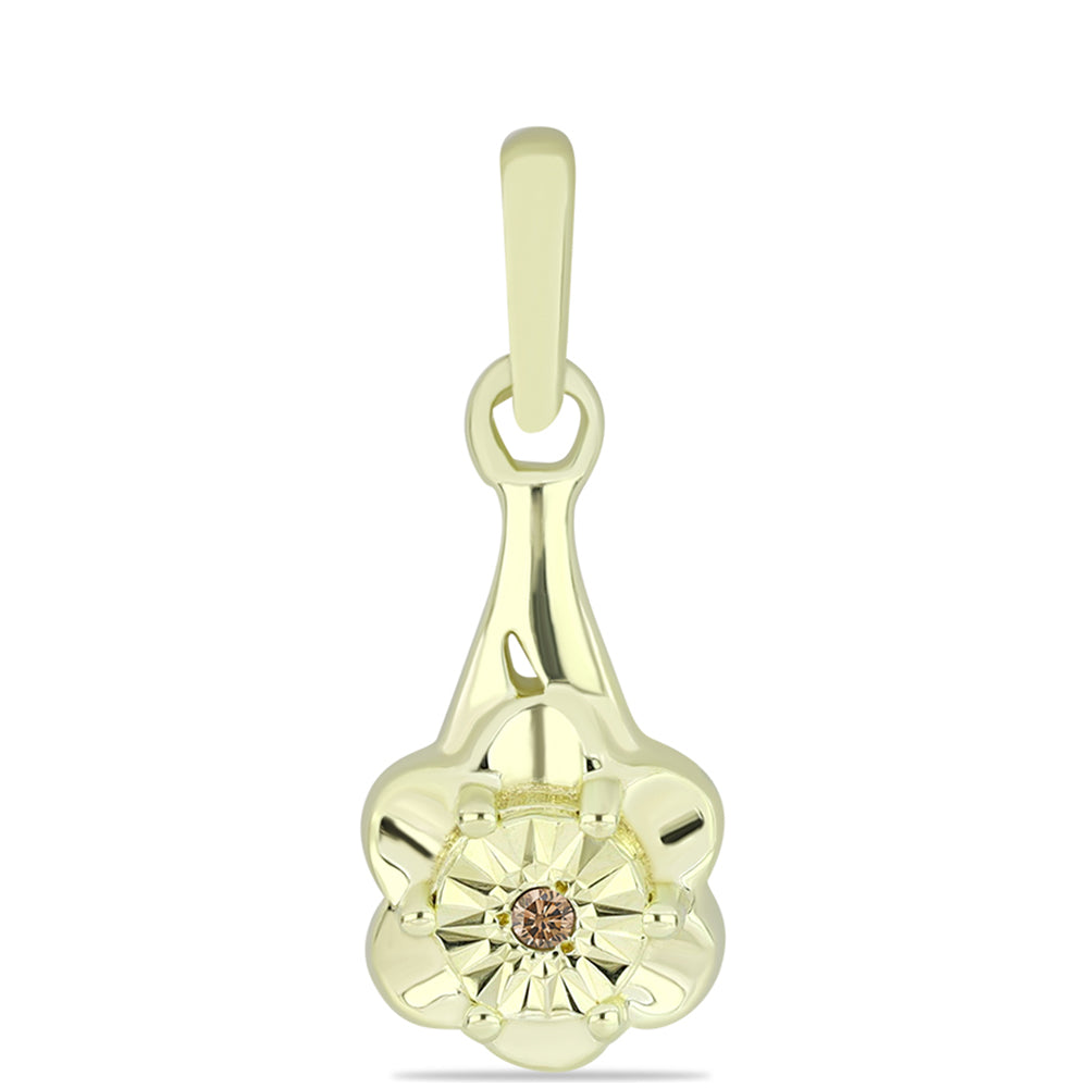 Goldplattierter Silberanhänger mit Champagner-Diamant 1 