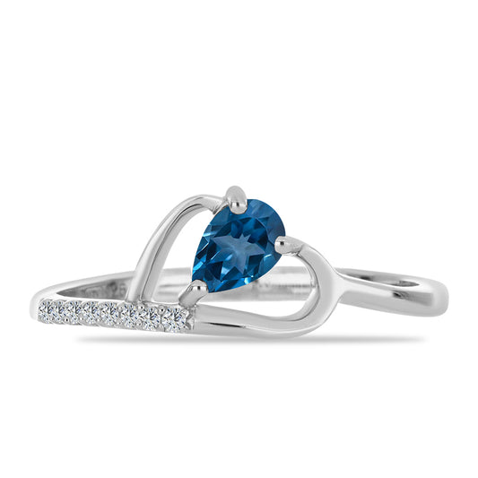 Silberring mit londonblauem Topas und weißem Topas