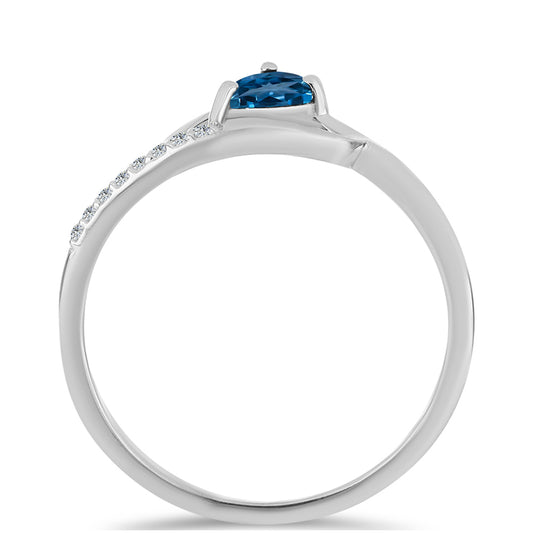 Silberring mit londonblauem Topas und weißem Topas