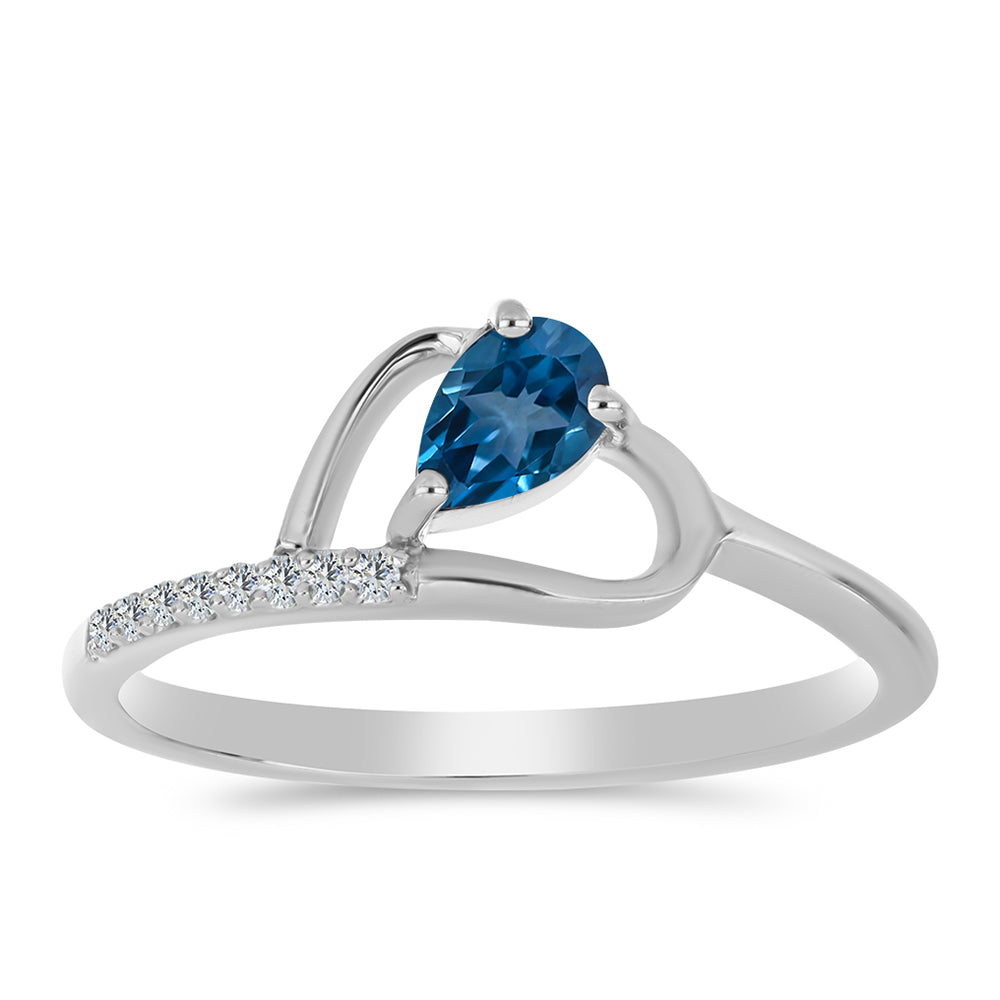 Silberring mit londonblauem Topas und weißem Topas 3 