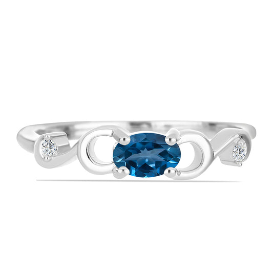 Silberring mit londonblauem Topas und weißem Topas