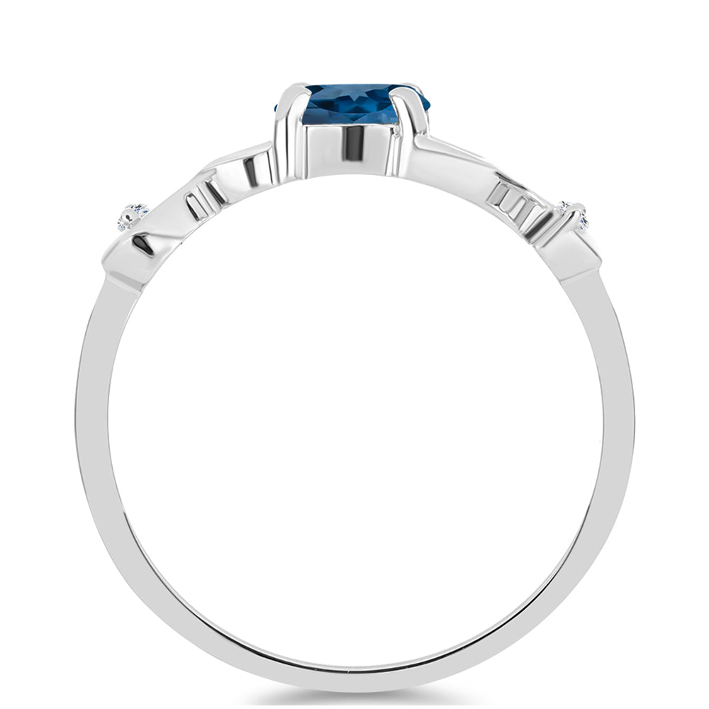 Silberring mit londonblauem Topas und weißem Topas 2 