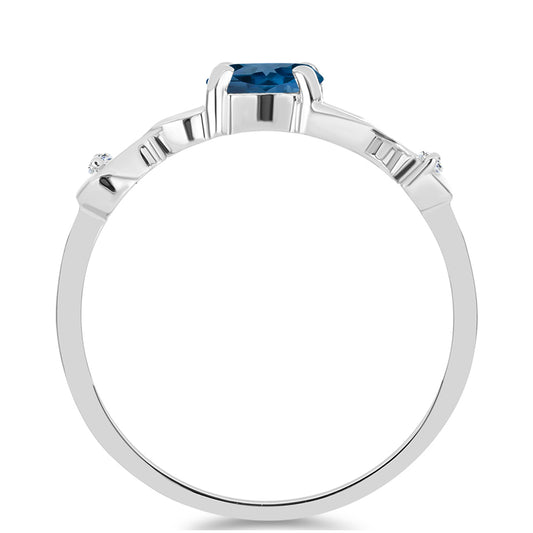 Silberring mit londonblauem Topas und weißem Topas