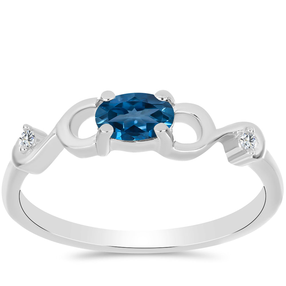Silberring mit londonblauem Topas und weißem Topas 3 