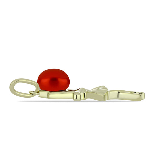 Goldplattierter Silberanhänger mit roter Süßwasserperle