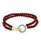 Goldplattiertes Silberarmband mit roter Süßwasserperle und weißem Topas