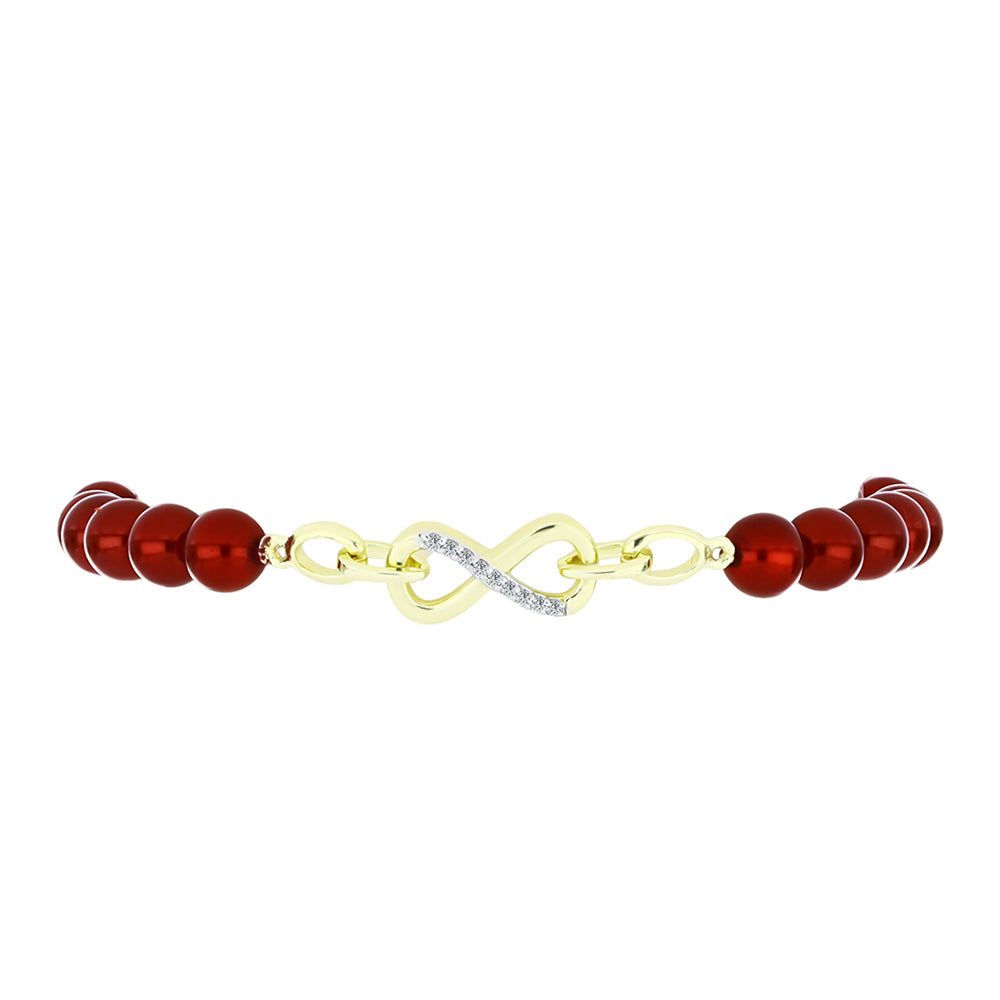 Goldplattiertes Silberarmband mit roter Süßwasserperle und weißem Topas 2 
