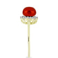 Goldplattierter Silberring mit roter Süßwasserperle und weißem Topas