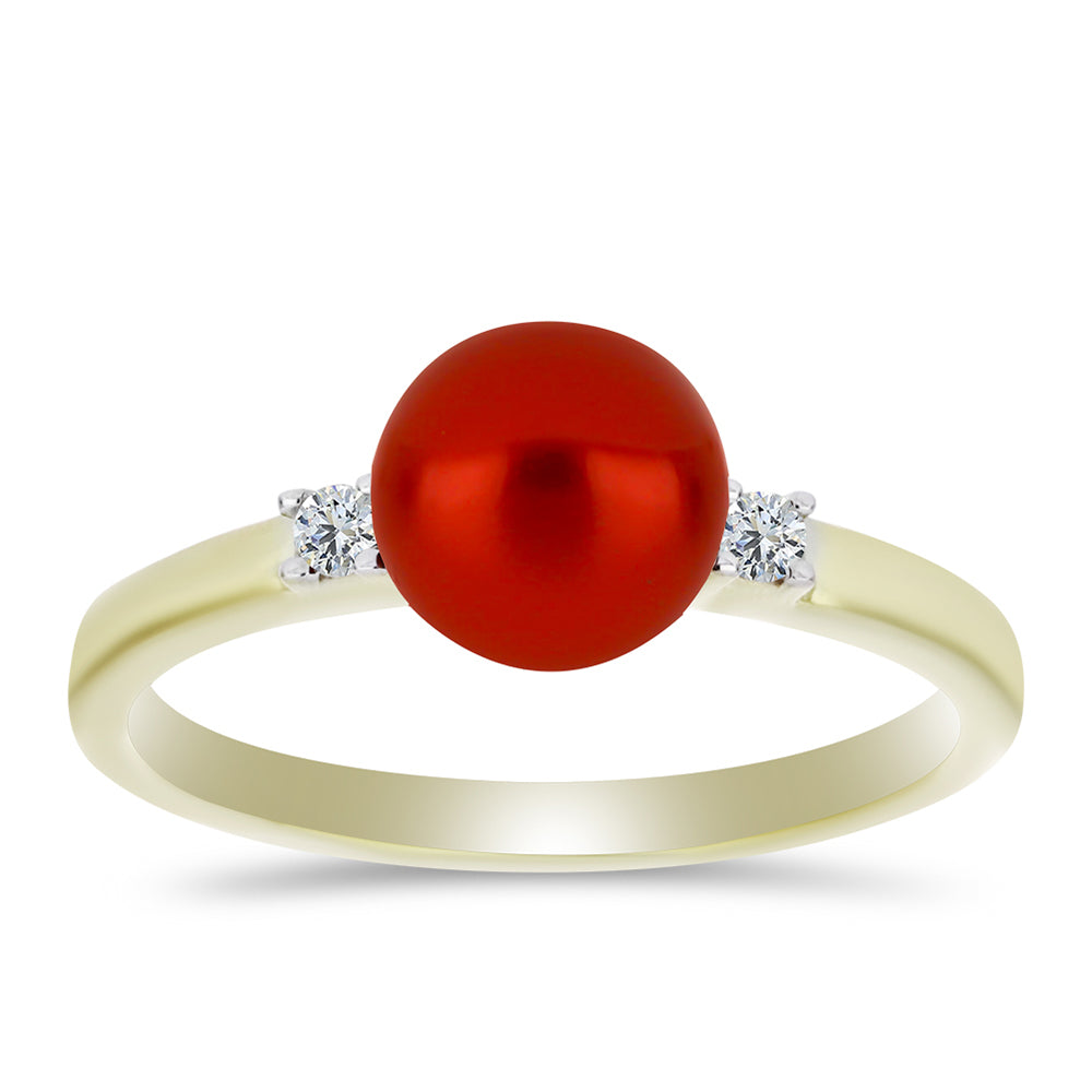 Goldplattierter Silberring mit roter Süßwasserperle und weißem Topas 3 