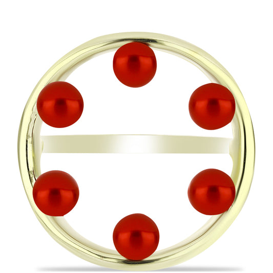 Goldplattierter Silberring mit roter Süßwasserperle