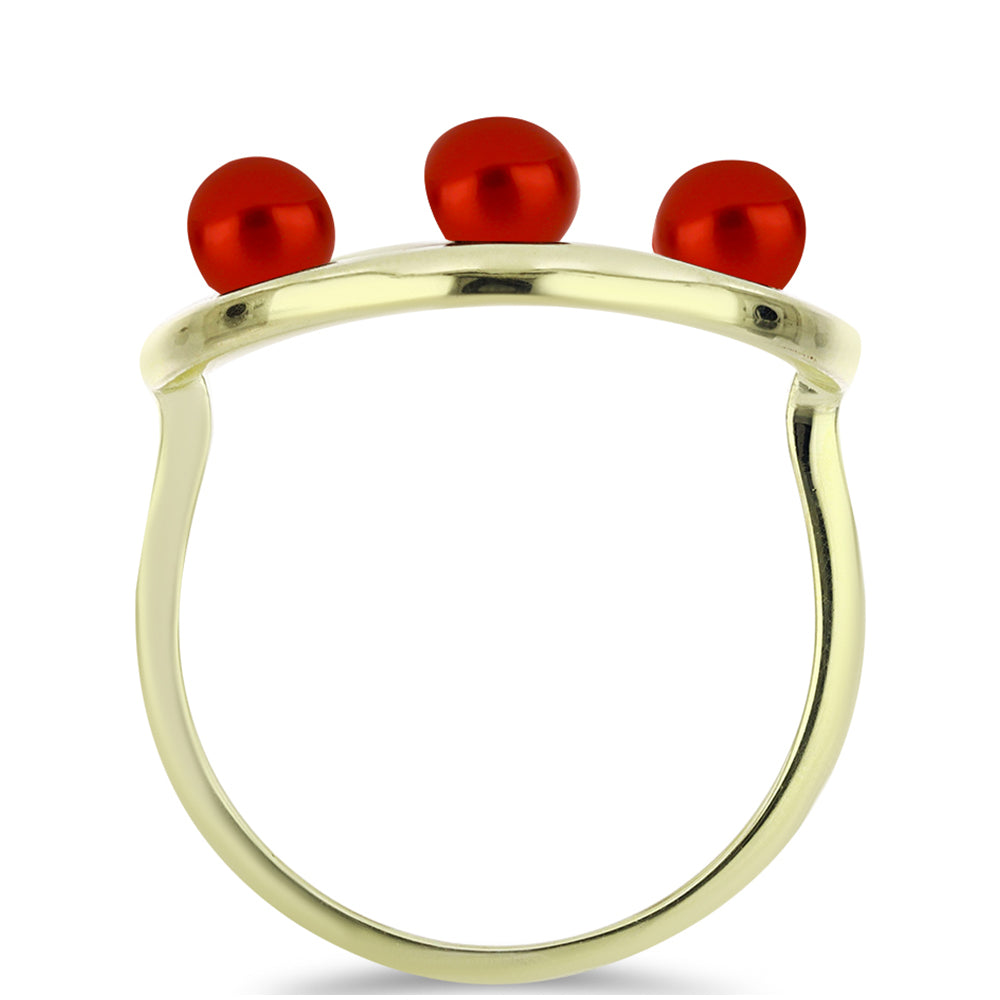 Goldplattierter Silberring mit roter Süßwasserperle 2 