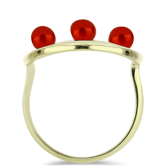 Goldplattierter Silberring mit roter Süßwasserperle