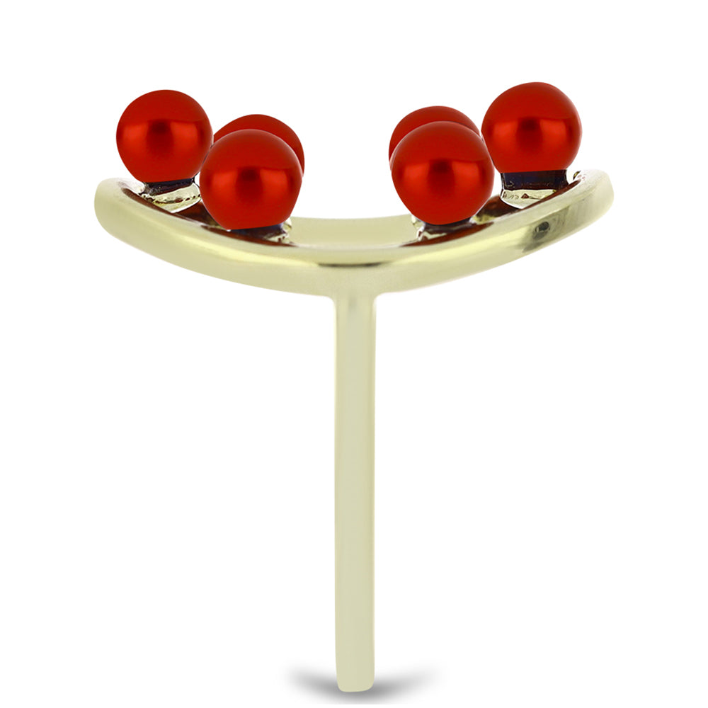 Goldplattierter Silberring mit roter Süßwasserperle 4 