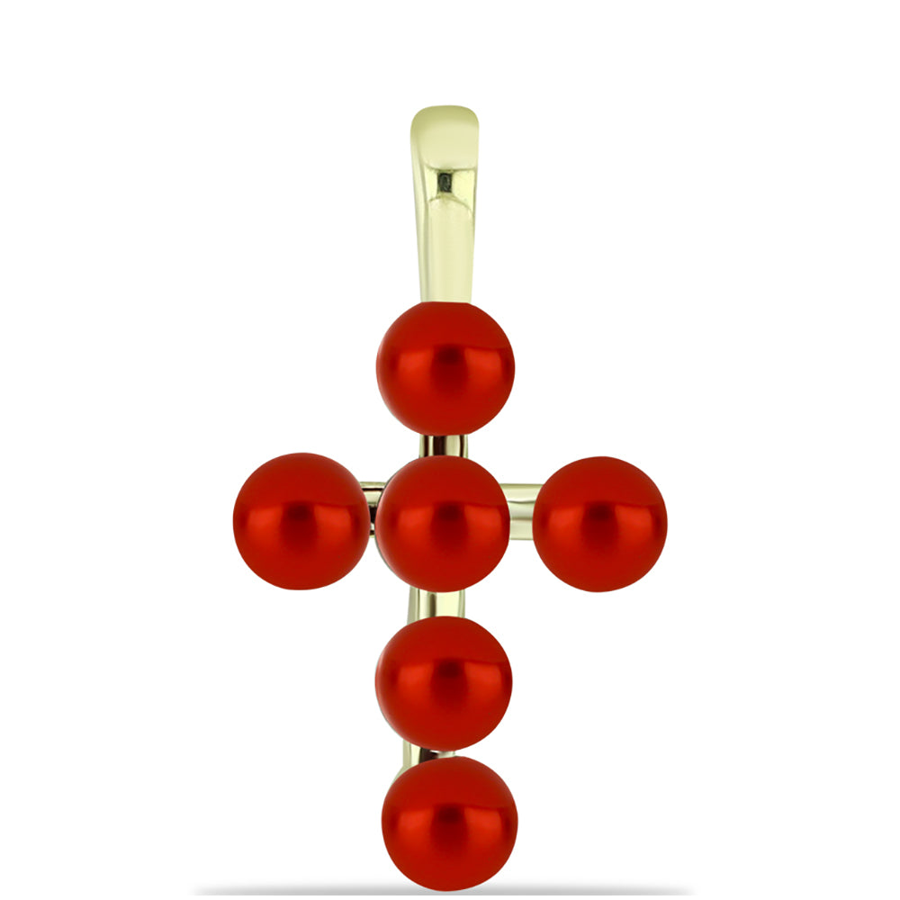 Goldplattierter Silberanhänger mit roter Süßwasserperle 1 