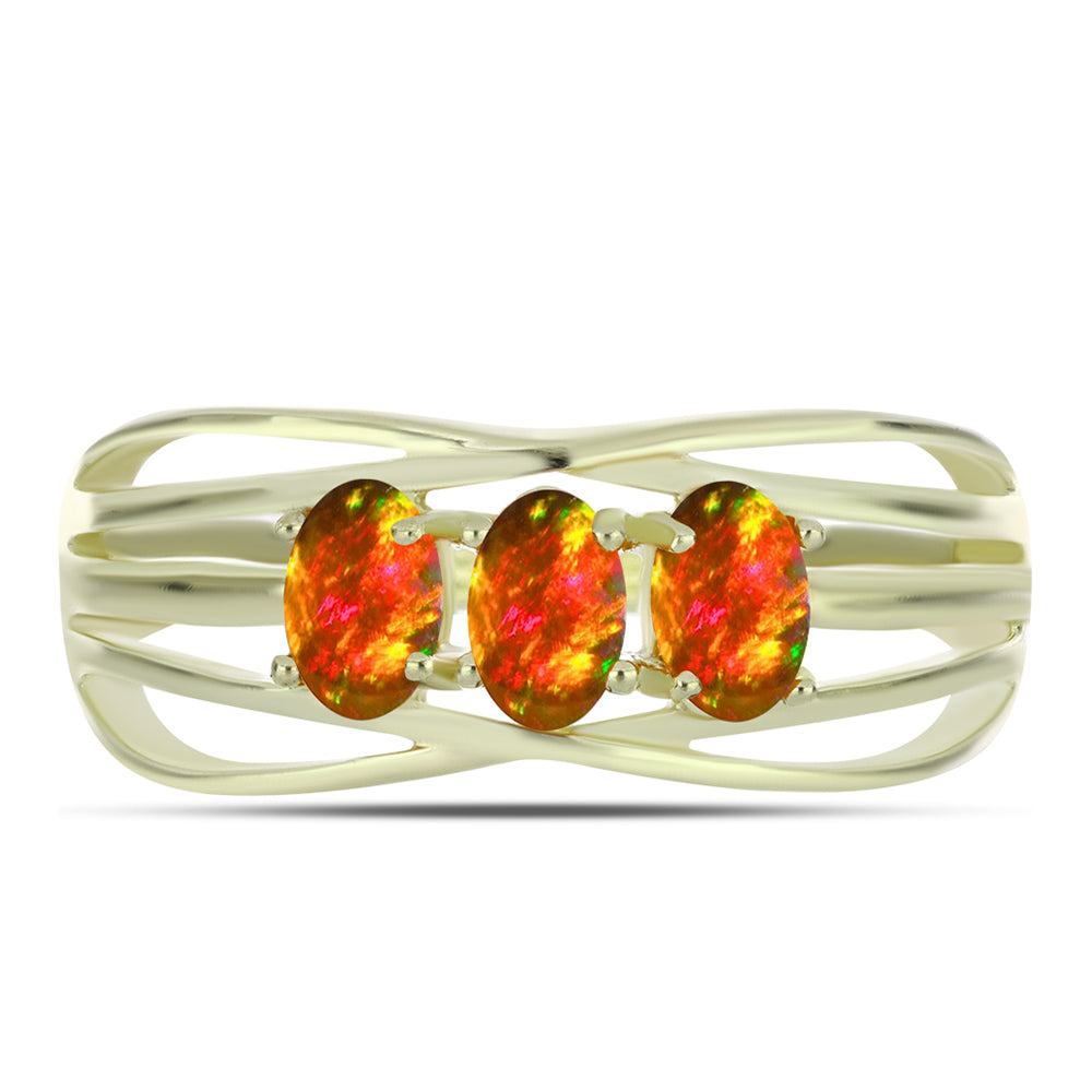 Goldplattierter Silberring mit amerikanischem Feueropal 1 