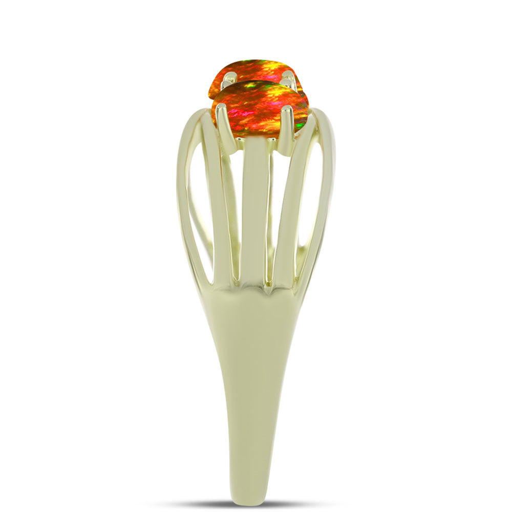 Goldplattierter Silberring mit amerikanischem Feueropal 4 