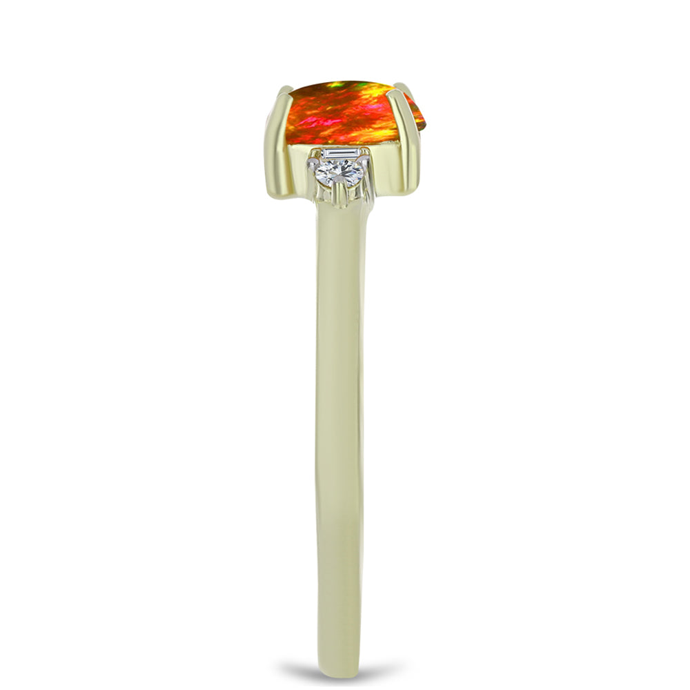 Goldplattierter Silberring mit amerikanischem Feueropal und weißem Zirkon 4 
