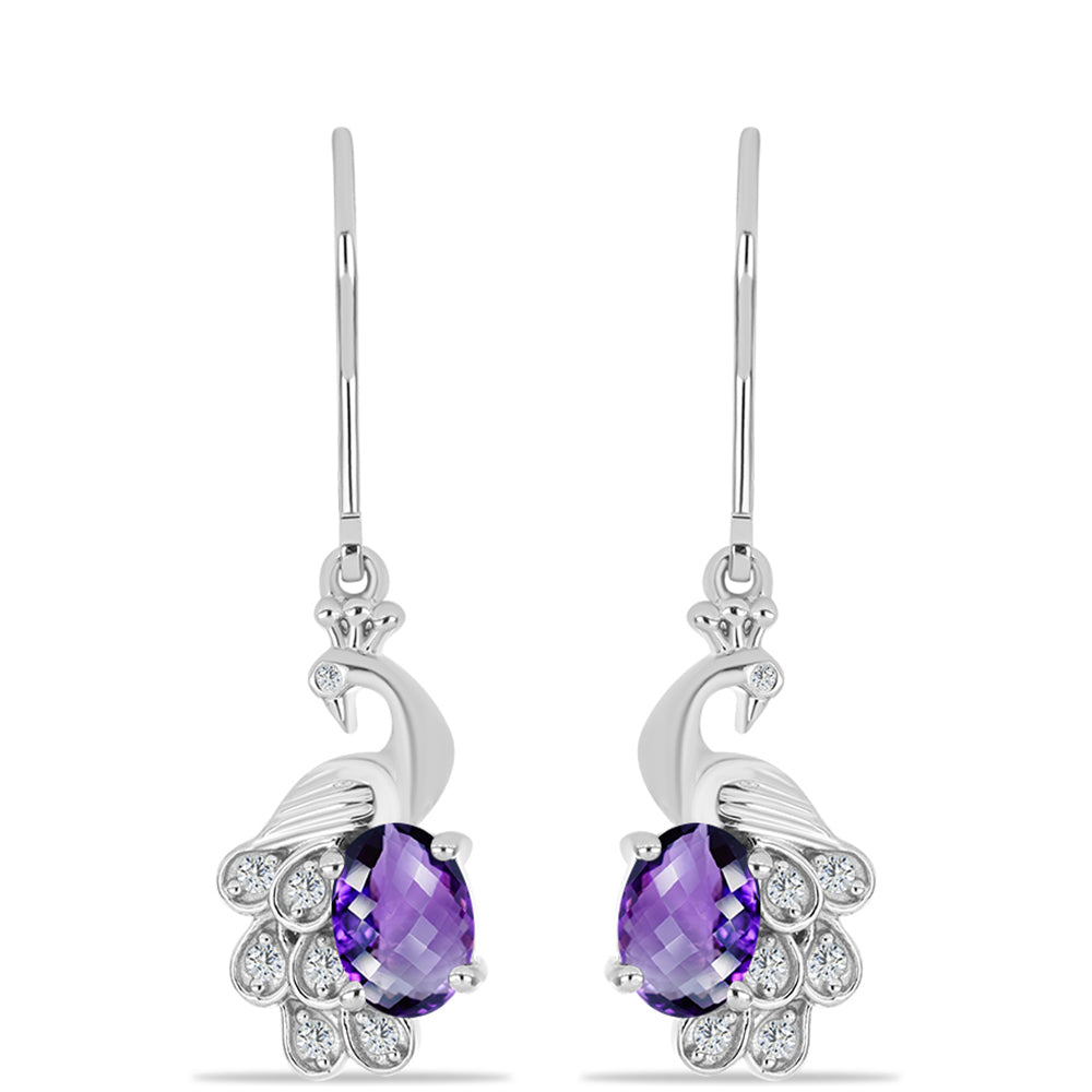 Silberohrringe mit marokkanischem Amethyst und weißem Topas 1 