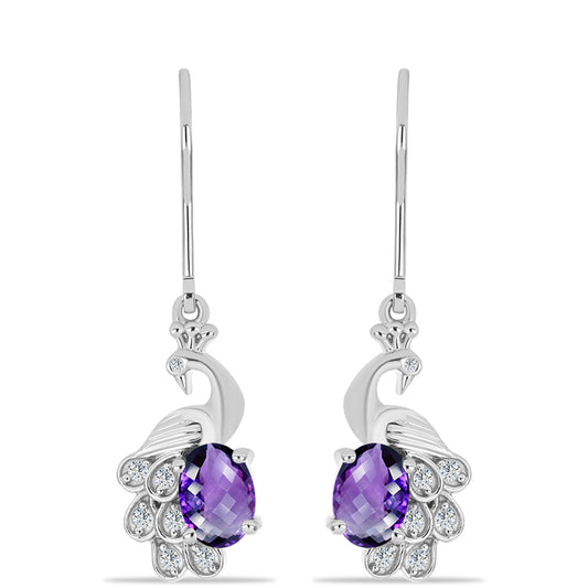 Silberohrringe mit marokkanischem Amethyst und weißem Topas