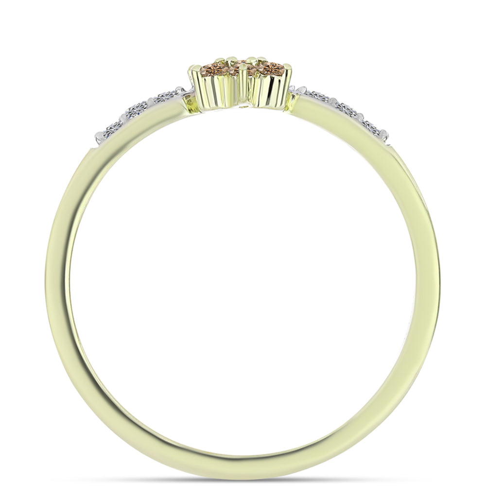 Goldplattierter Silberring mit Champagner-Diamant und weißem Diamant 2 