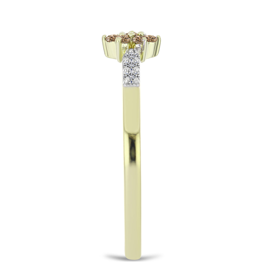 Goldplattierter Silberring mit Champagner-Diamant und weißem Diamant 4 