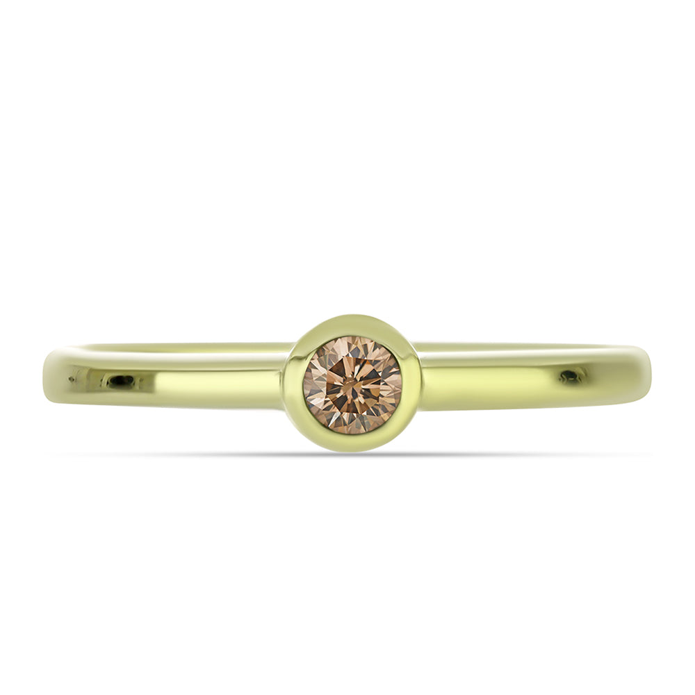 Goldplattierter Silberring mit Champagner-Diamant 1 