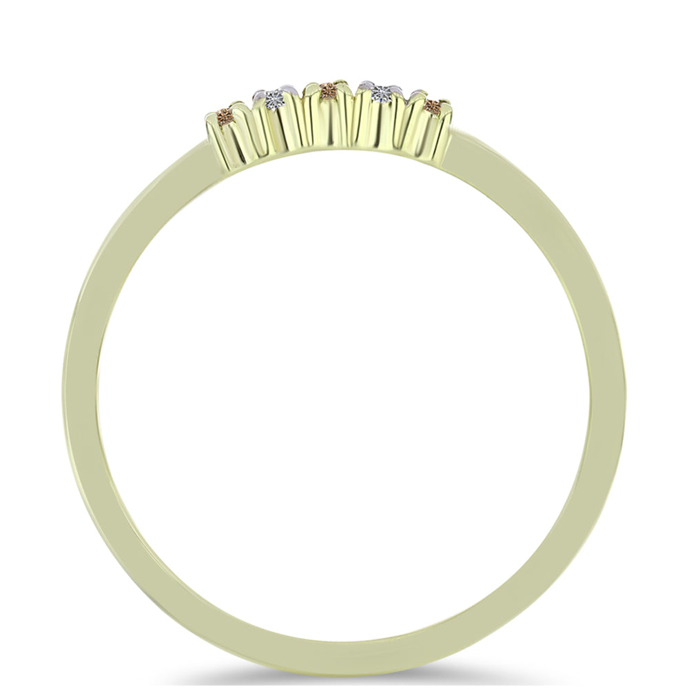 Goldplattierter Silberring mit Champagner-Diamant und weißem Diamant 2 