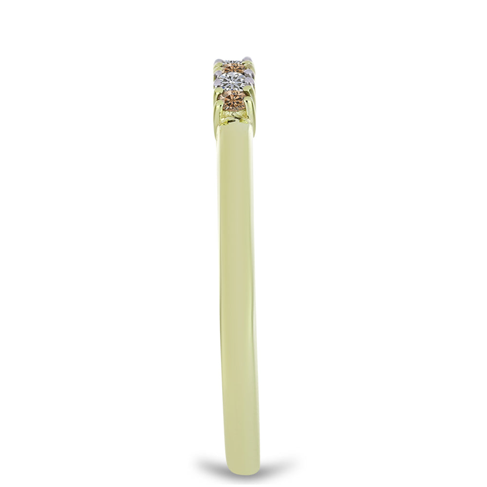Goldplattierter Silberring mit Champagner-Diamant und weißem Diamant 4 