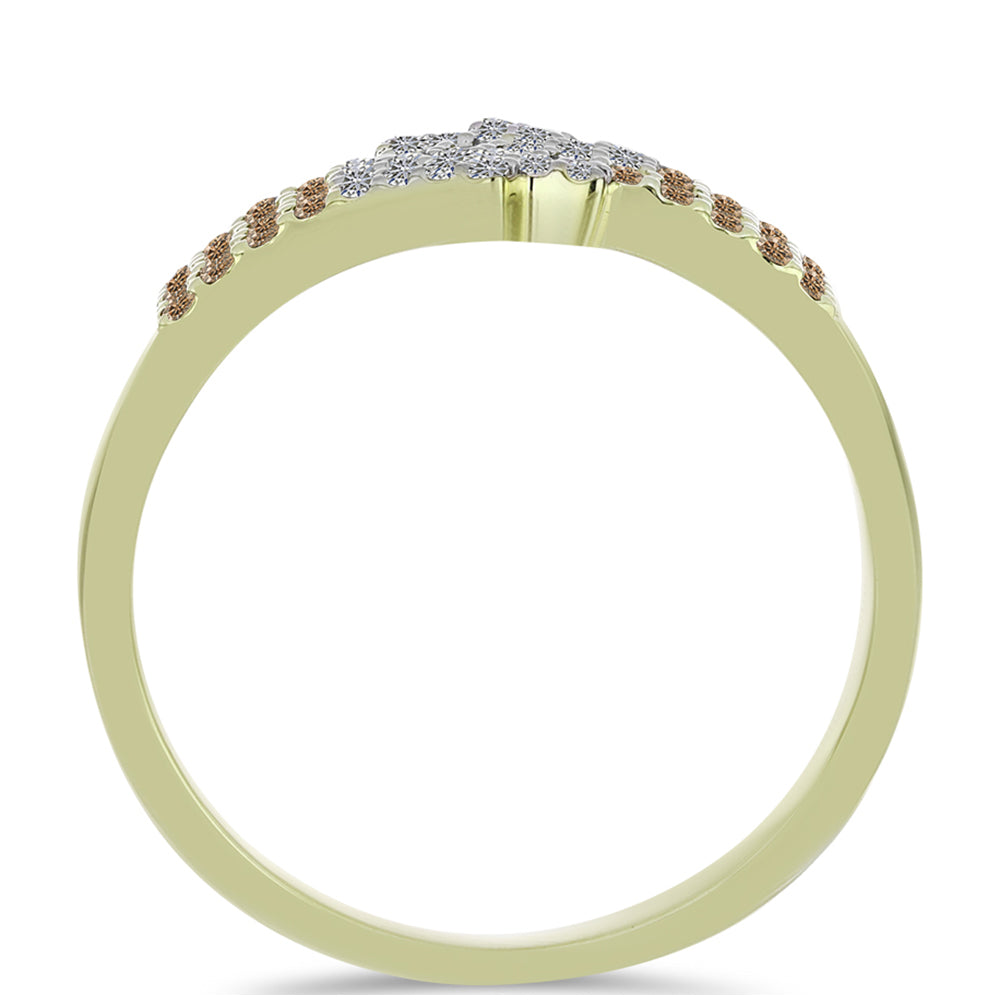 Goldplattierter Silberring mit Champagner-Diamant und weißem Diamant 2 
