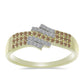 Goldplattierter Silberring mit Champagner-Diamant und weißem Diamant