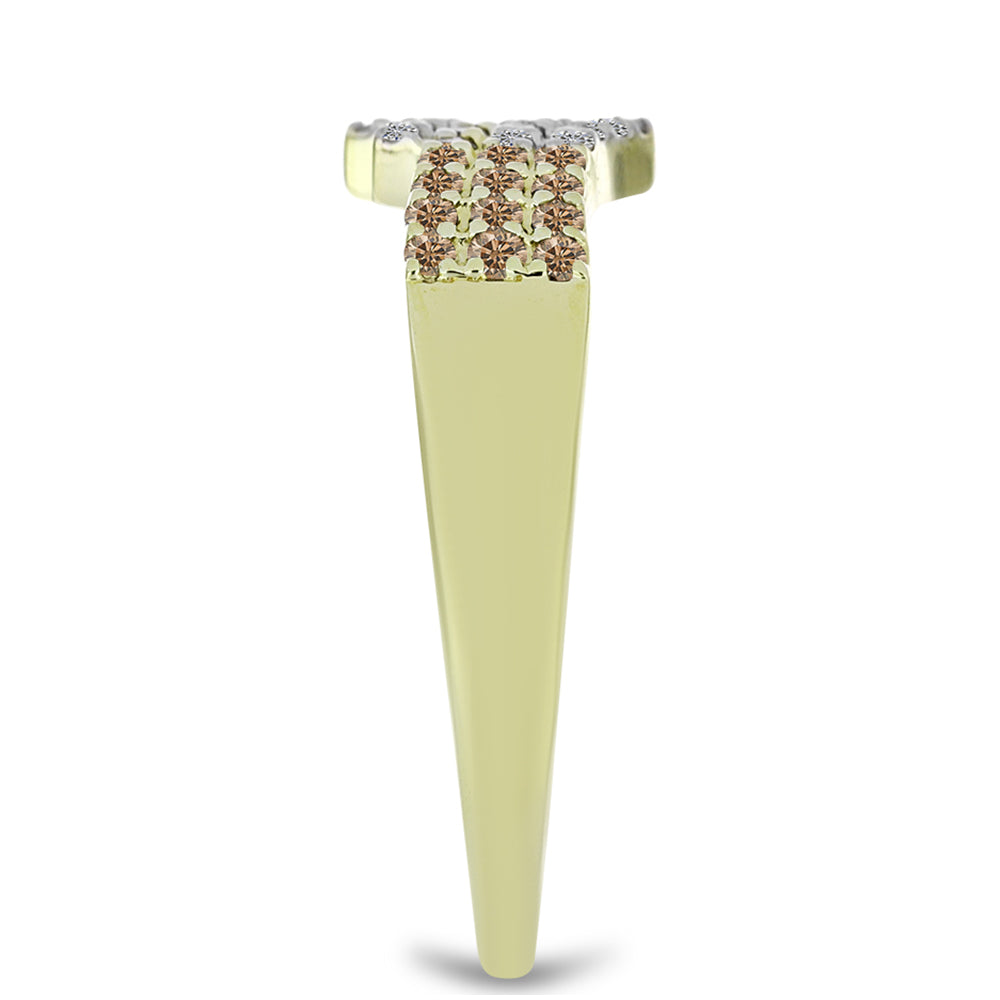 Goldplattierter Silberring mit Champagner-Diamant und weißem Diamant 4 