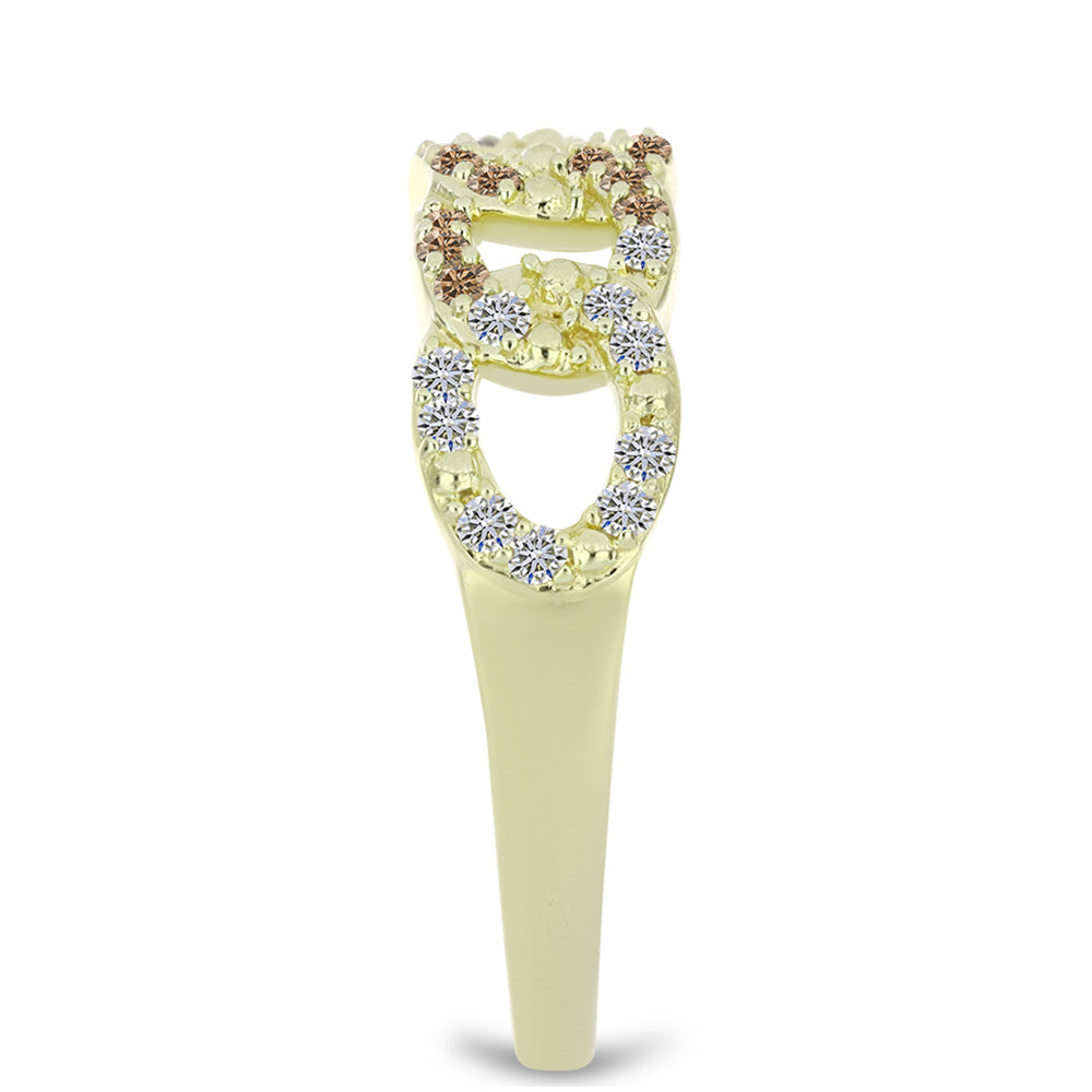 Goldplattierter Silberring mit Champagner-Diamant und weißem Diamant 4 