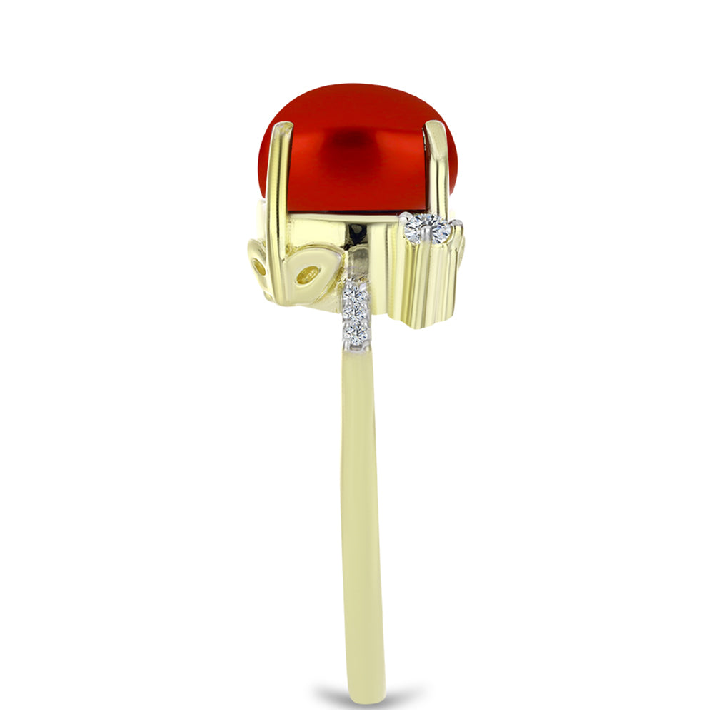 Goldplattierter Silberring mit roter Süßwasserperle und weißem Topas 4 