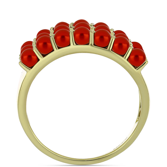 Goldplattierter Silberring mit roter Süßwasserperle
