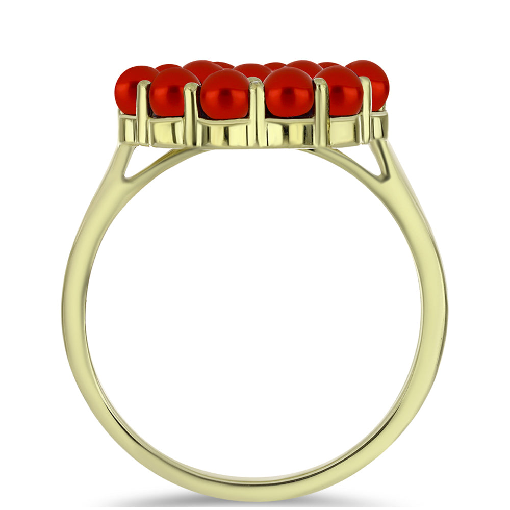 Goldplattierter Silberring mit roter Süßwasserperle und weißem Topas 2 